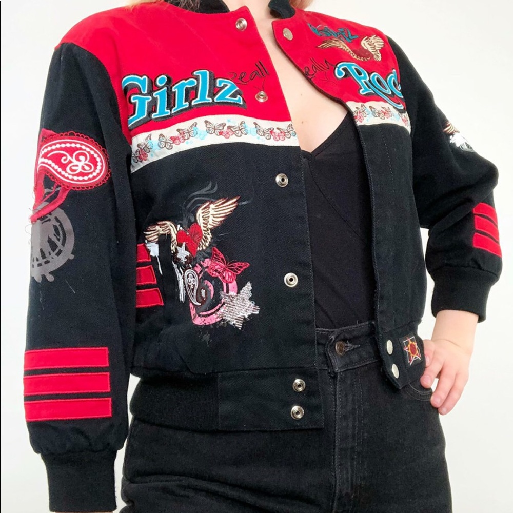 Y2K Bratz Girlz Rule bomber jacket size S
